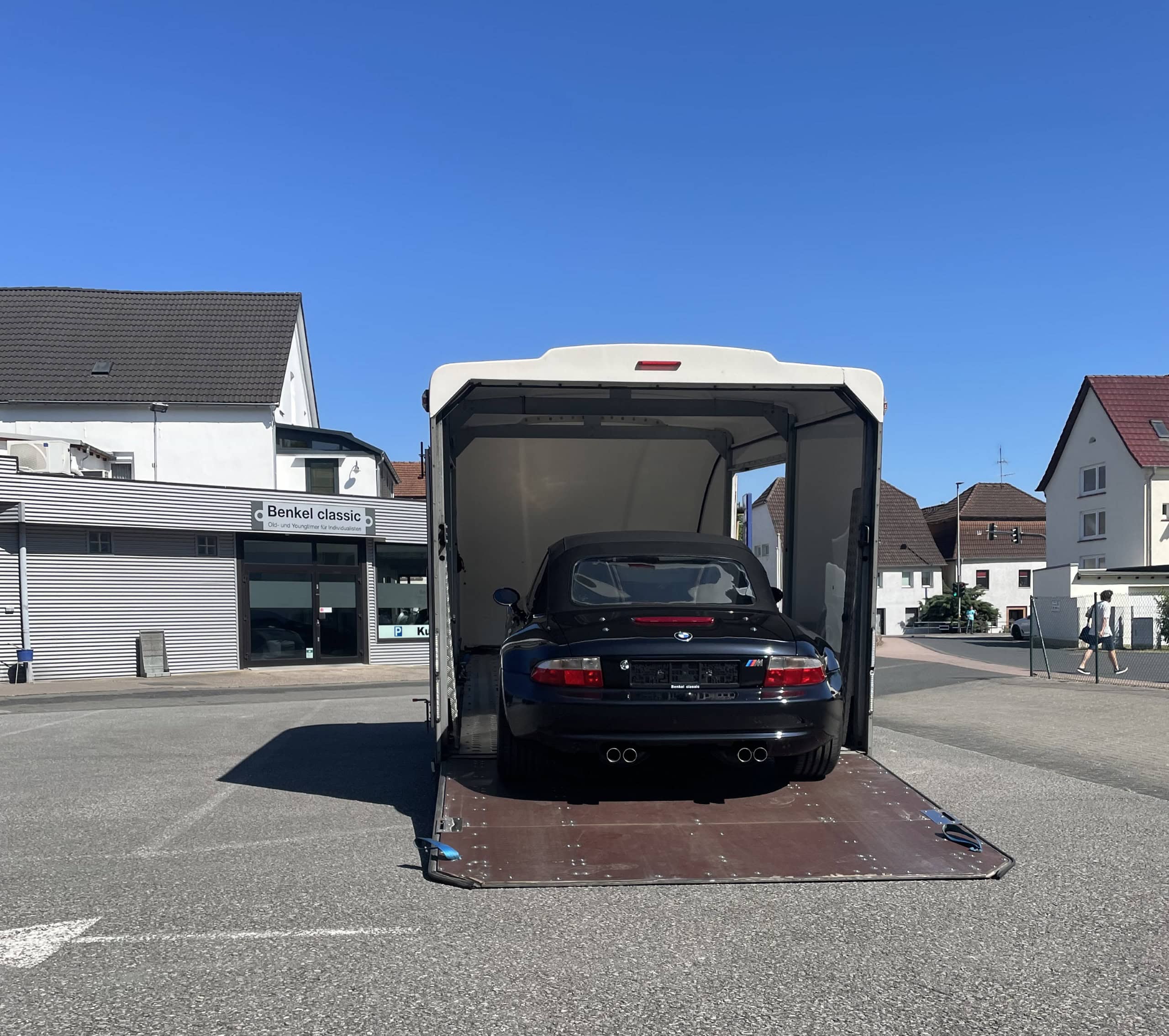 BMW Z3 M Roadster Schwarz Schwarz Evergreen per Einzeltransport von Beverungen nach Luxemburg Benkel Classic Beverungen