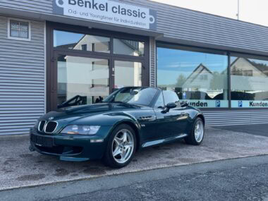 BMW Z3 M Roadster bostongrün-metallic, schwarzes Leder, schwarzes Dach, nur etwa 60 Fahrzeuge für den europäischen Markt produziert Benkel Classic Beverungen